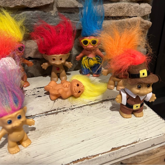 Colorful vintage lot of eight Troll‎ Doll Set